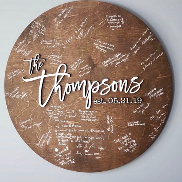 Rustic wedding guestbook sign | Large round wedding guestbook sign