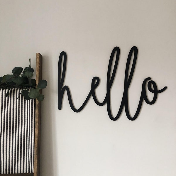 Hello cutout | Wall decor | Farmhouse decor | Laser cut wood sign