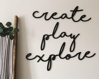 Create Play Explore | Cutout Set | Playroom wall decor | Play room sign wall