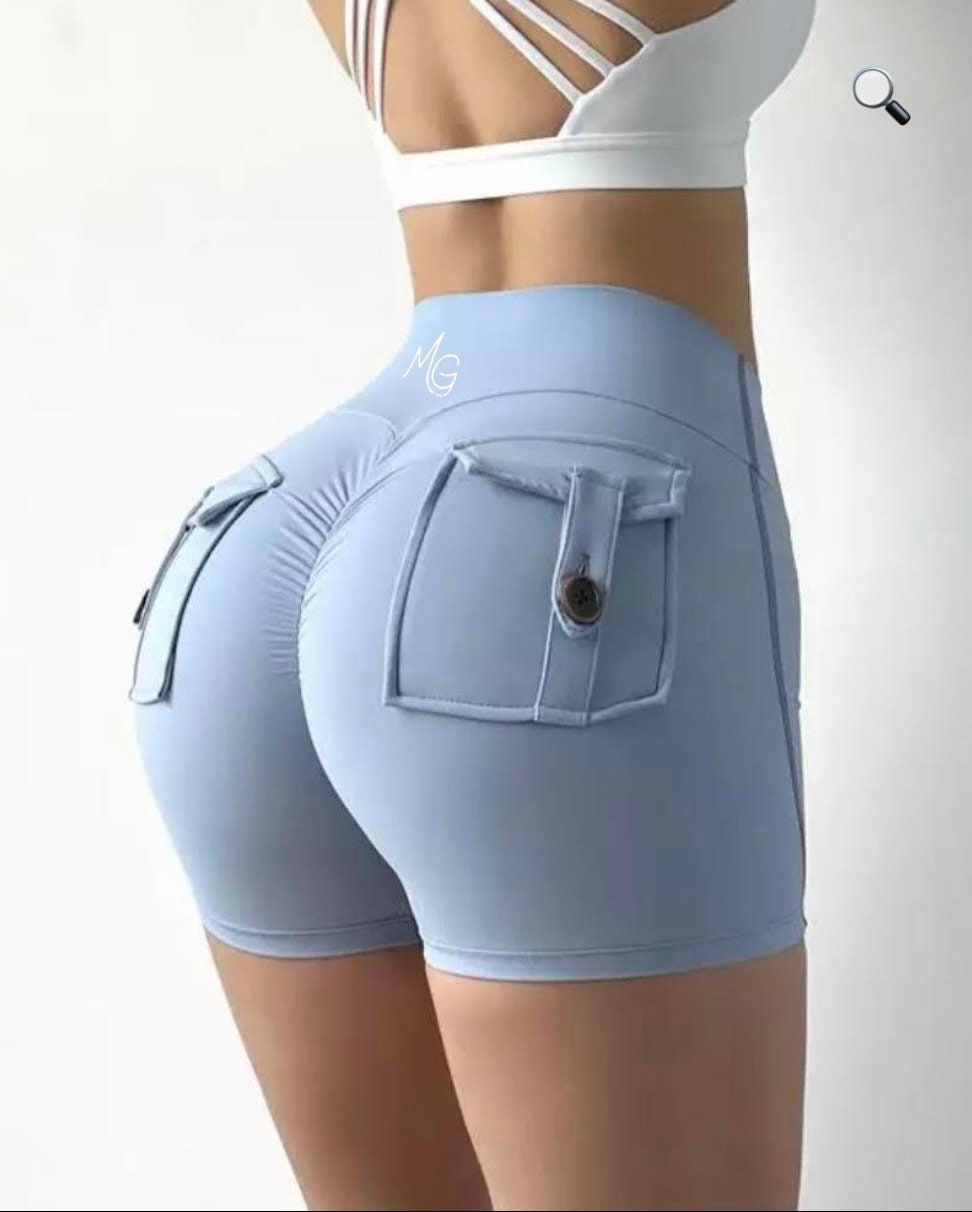 Scrunch Butt Shorts With Pockets , Gym and Fitness Shorts for