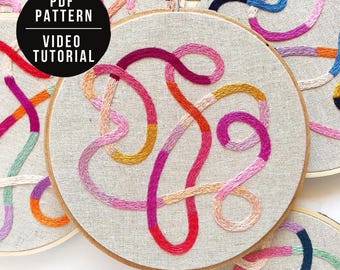 Handbroderimönster och videohandledning - "Trassliga trådar" - Abstrakt broderi