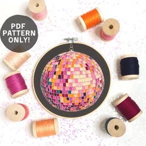 Party! Disco Ball Hand Embroidery Pattern - PDF PATTERN ONLY