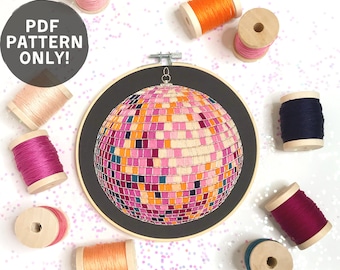 Party! Disco Ball Hand Embroidery Pattern - PDF PATTERN ONLY