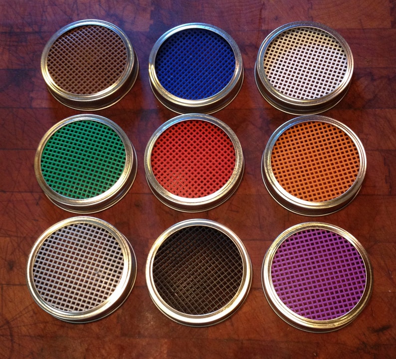 One 1quart Mason Jar Lid With a Colored Screen Lid Sprout Etsy