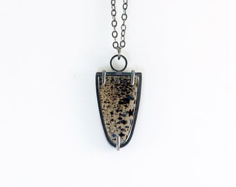 Oxidized Sterling Silver Montana Agate Pendant Necklace