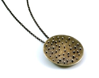 Handmade Starlight Necklace: Oxidized Sterling Silver Circle Pendant