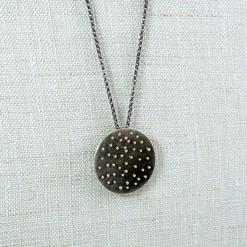 Starlight Necklace, circle necklace, silver shops circle, pinned necklace