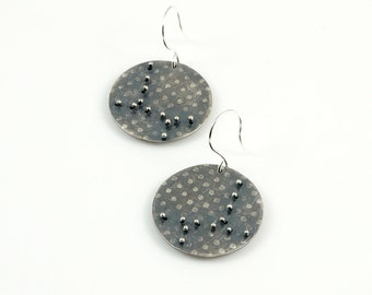 Industrial Earrings, sterling silver, handmade, disc earrings, pinned earrings, contemporary earrings