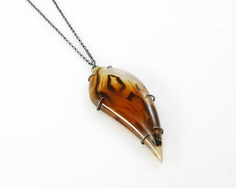 Handmade Montana Agate Pendant: Oxidized Sterling Silver Necklace