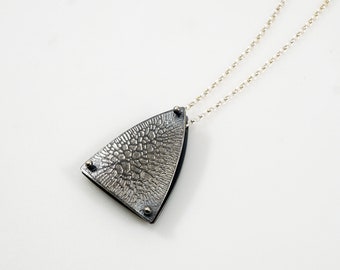 Crackle Necklace, sterling silver, crackle, triangle necklace, triangle pendant, kinetic necklace, floating triangle, silver triangle