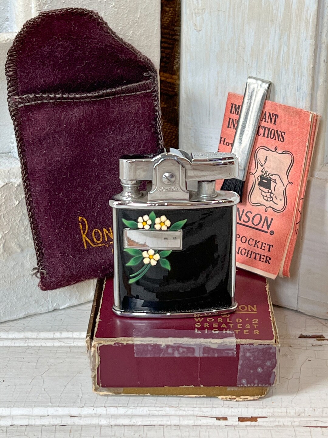 Vintage Ronson Lighter in Original Box, Princess Pocket Lighter, Ronson