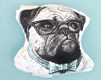 Pug Pillow, Pug Lovers Gift, Handmade Pillow, Dog Home Decor