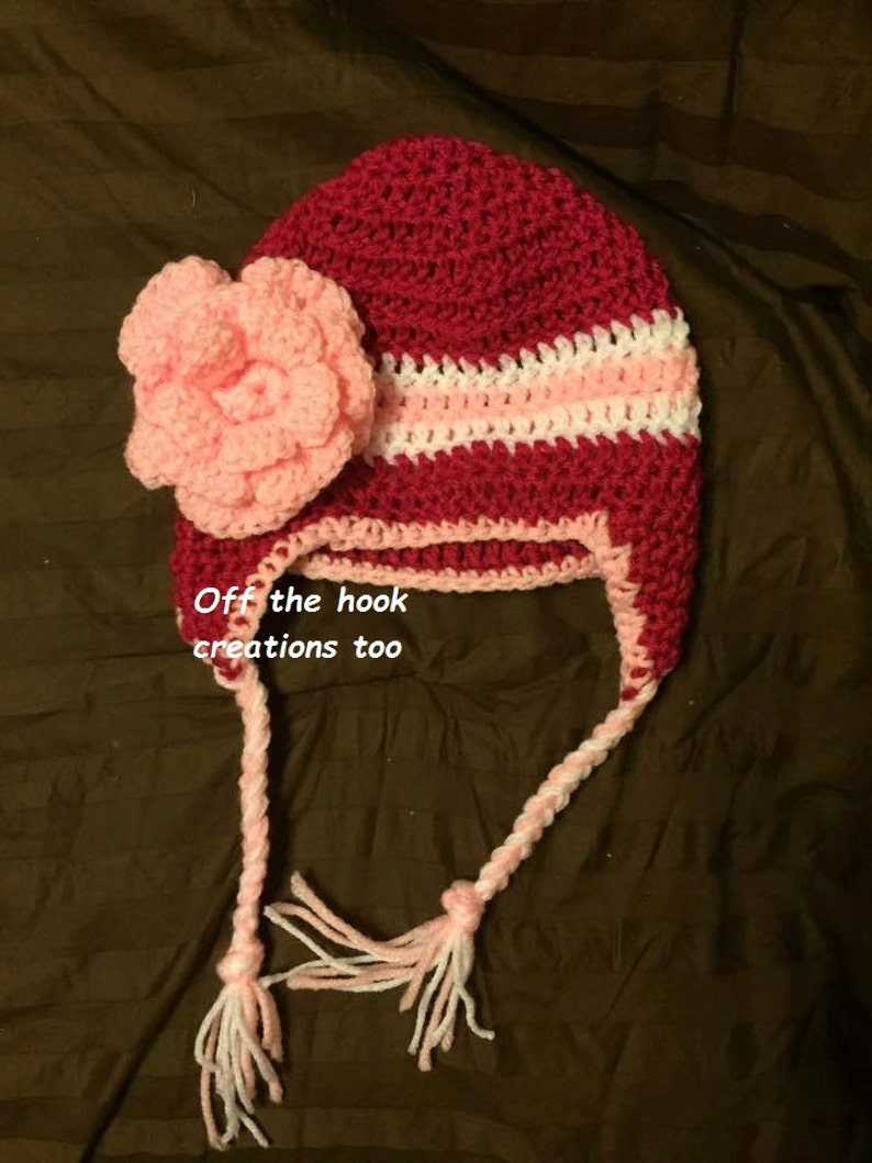 baby girl hat Crochet Flower embellished hat infant hat Ready To Ship crochet baby hat