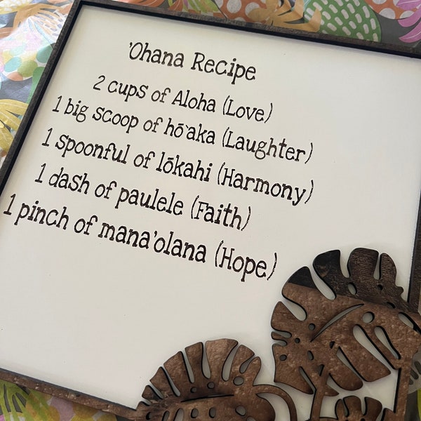 Hawaii/Ohana recipe sign, Housewarming gift, birthday gift, Hawaii Made. Signs, Wall decor