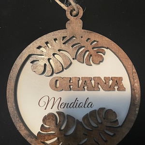 Personalized Ohana Car/Christmas/Door Hanger ornament Made In Hawaii