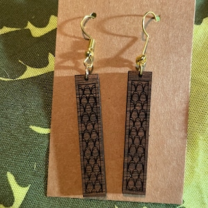 Hawaii/Wooden Laser Engraved earrings 1.5 inch bar made in Hawaii