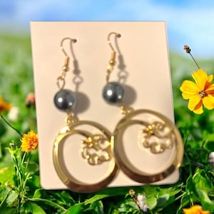 Hoop/ hibiscus design/Hawaiian earring/golden/ Hamilton Gold