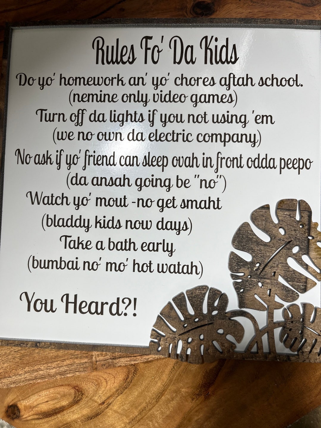 Hawaii/pidgin English Rules for the Kids. Made in Hawaii ,hawaii Gifts