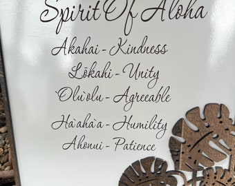 Hawaii/Spirit of Aloha/ Aloha values/ Housewarming gift, birthday gift/Hawaii Made/ Gifts for the home