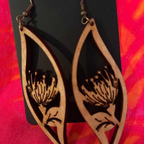 Wooden Laser Cut,Liko Lehua  Earrings made in Hawaii light wood