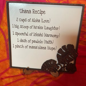 Hawaii/Ohana recipe mini sign, Valentines gift, birthday gift, Hawaii Made. Mini Signs, Gifts under 10