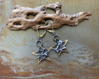 shooting star - mixed metal earrings