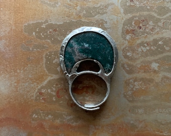 Moss Agate statement ring, jackangeline