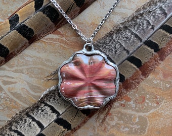 daisy - Petrified Wood flower necklace