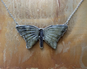 Imagine - Labradorite and Indigo Kyanite butterfly statement necklace
