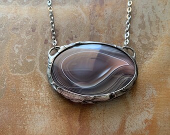 reflect - oval Botswana Agate necklace