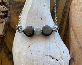 Hypersthene and Rutile Quartz necklace