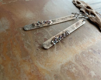 line dance - mixed Czech glass bead soldered earrings