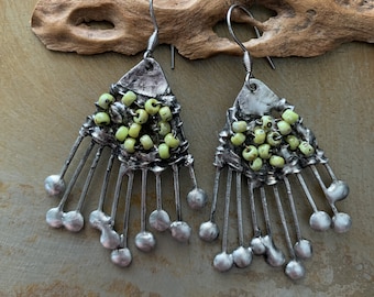 intergalactic - soldered and beaded earrings