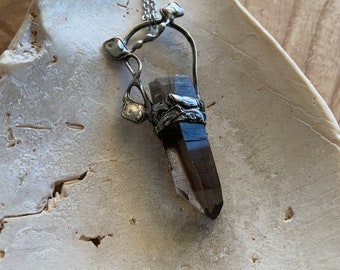 sophie - smoky quartz botanical necklace