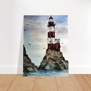 Landscape Painting. Lighthouse Painting. Watercolor Painting. Art. Art Print. Watercolor Art Print. Lighthouse Art. Watercolor Art.