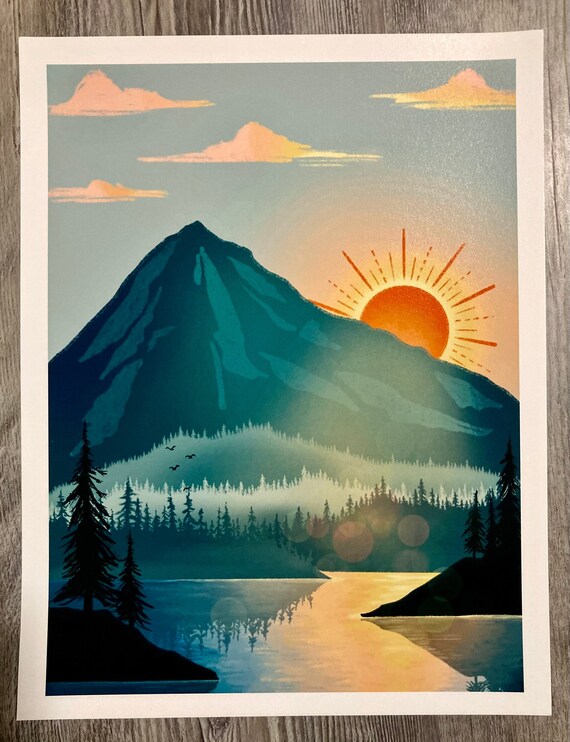 Sunrise In A Mountain, Beautiful Scene Art Canvas Prints Wall Art, Hom –  UnixCanvas