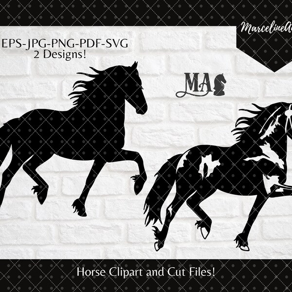 Friesian Horse SVG Instant Download Cricut and Silhouette Cut File, Pretty Horse Drawing, Hand Drawn Horse Head SVG, Horse Design