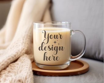 Glazen mok Mockup 11oz koffie glazen beker mock up Rustieke koffiemok Mockup Fall Mug Mockup Gestylede Stock Photo Mok JPG Mok Digitale Download