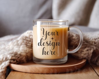 Glazen mok Mockup 11oz koffie glazen beker mock up Rustieke koffiemok Mockup Fall Mug Mockup Gestylede Stock Photo Mok JPG Mok Digitale Download