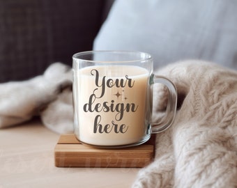 Glazen mok Mockup 11oz koffie glazen beker mock up Rustieke koffiemok Mockup Fall Mug Mockup Gestylede Stock Photo Mok JPG Mok Digitale Download