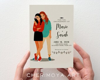 custom lesbian wedding invite  Gay Wedding Invitation, Gay Custom Portrait, Custom Gay Wedding , Custom Wedding Invitation, Wedding Portrait