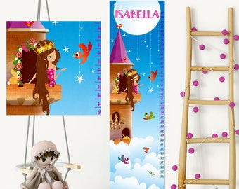 Princess Growth Chart Princess Bedroom Decor Personalized Growth Chart Kids Growth Chart Personalized Princess Wall Art Height Wall Chart