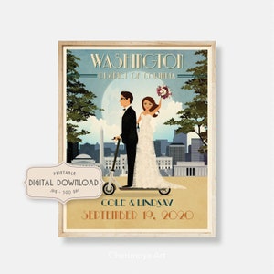 Wedding Art Vintage  Wedding Register Wedding Poster Retro Wedding Poster Couple Portrait Personalized Wedding Poster  Unique Wedding Gift