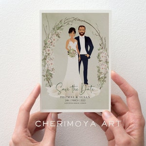 Biglietti Save the Date Invito a nozze Illustrazione di matrimonio Ritratto personalizzato Partecipazione di nozze personalizzata Invito a nozze personalizzato Ritratto di matrimonio