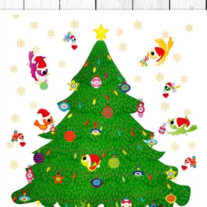 Árbol de Navidad Vivero Arte Vivero Navidad Guardería Decoración de Navidad Cartel de Navidad Impresión navideña Decoración navideña Regalo para niños
