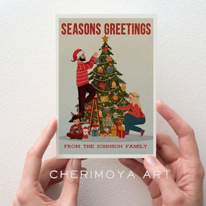 Personalisierte Weihnachten Printable Custom Weihnachtskarte Weihnachten Familienportrait Weihnachten Paarportrait Kundenspezifische Illustration Weihnachten