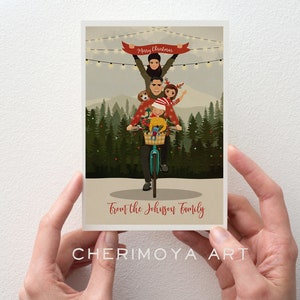 Personalisierte benutzerdefinierte Weihnachtsweihnachtskarte Weihnachtsmann-Familien-Porträt-Weihnachtspaar-Porträt benutzerdefinierte Illustration Weihnachten