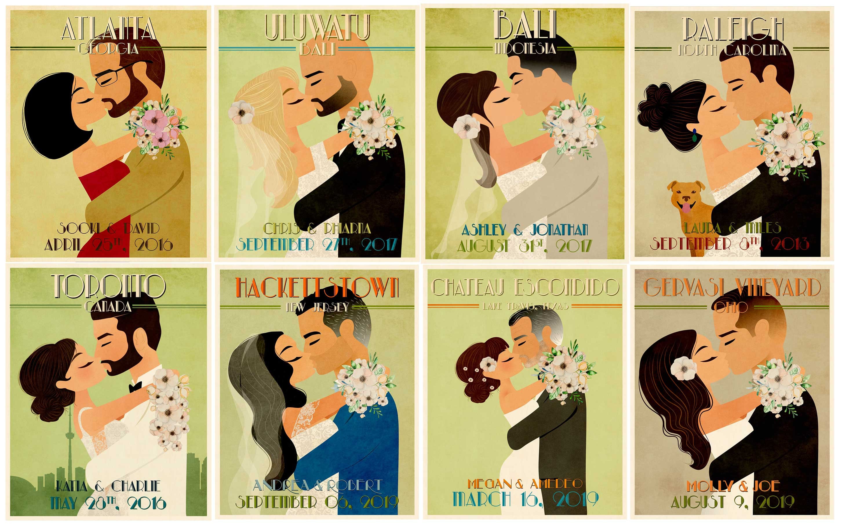 Vintage Wedding Poster Retro Wedding Print Personalized Etsy