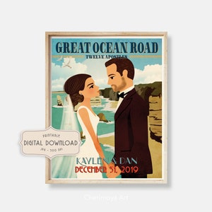 Custom Illustrated Wedding Poster, Wedding Illustrated Sign, Couple Portrait, Wedding Sign Alternative, Welcome Wedding Sign, Wedding Sign