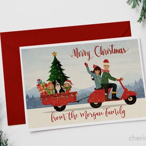 Aangepaste kerstkaart Kerst familieportret Kerst paar portret aangepaste illustratie gepersonaliseerde kerst afdrukbare wenskaart
